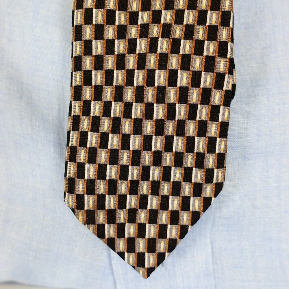 JOHN HENRY Neck Tie Mens Black Brown Short Designer Suit Art Classic Dark SKINNY